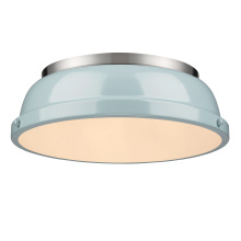 Golden 3602-14 PW-SF - Yep by Golden Lighting Duncan 2-light Flush Mount in Pewter and Seafoam shade